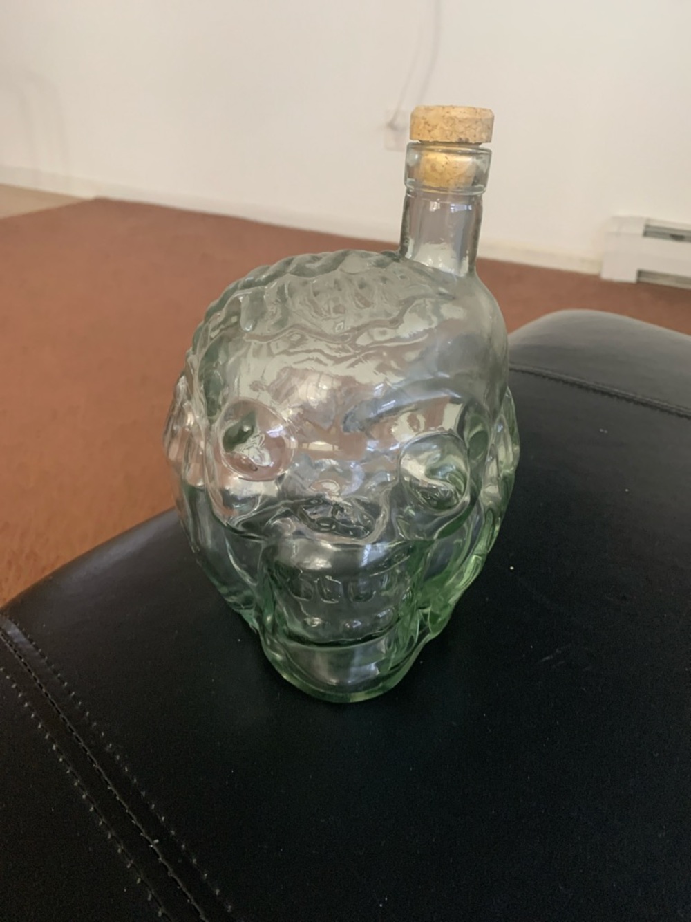 Clear Glass Skull Decanter - Decorative Home Art Bottle